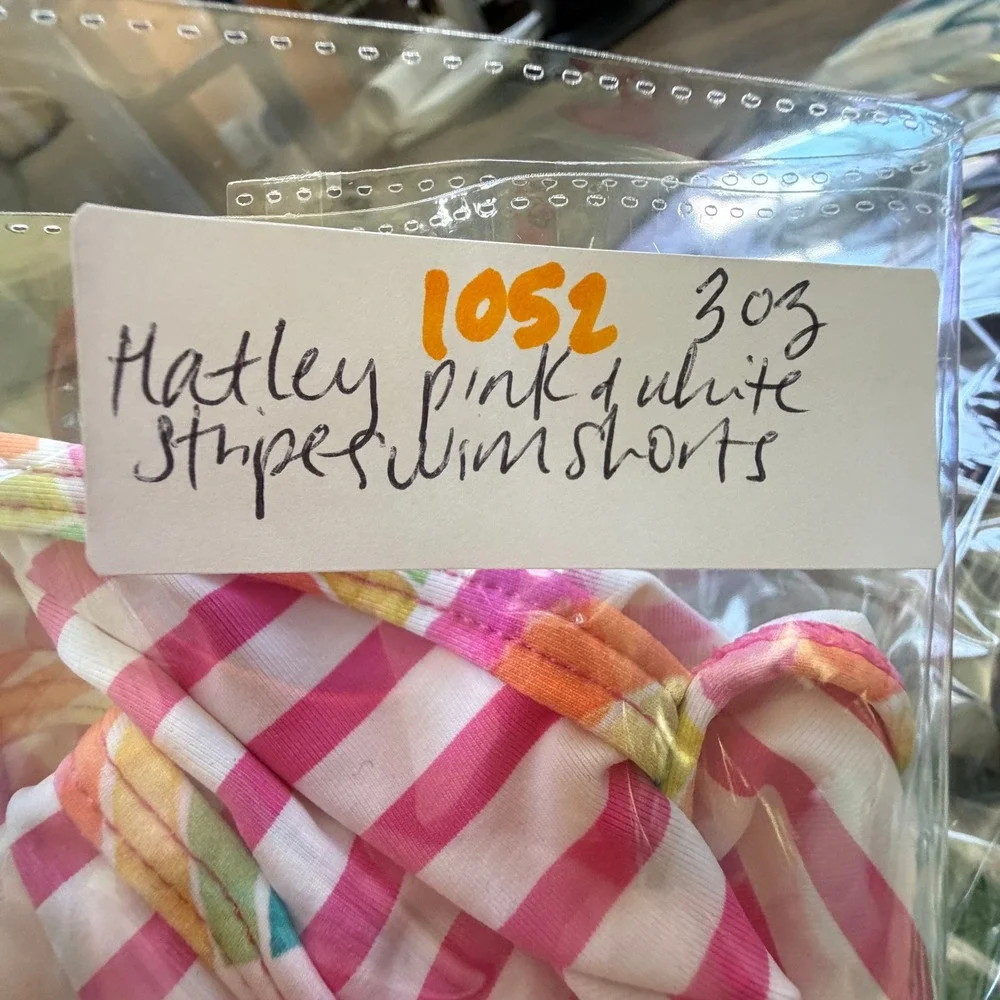 Hatley Striped RBW Swim Short Kids Size 8 Pink‎ WRK1187